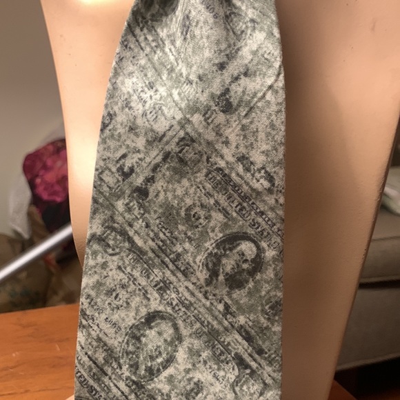 80’s $100 BENJAMINS CASH BENJAMIN FRANKLIN MONEY PRINT WOVEN NECKTIE - Picture 8 of 12